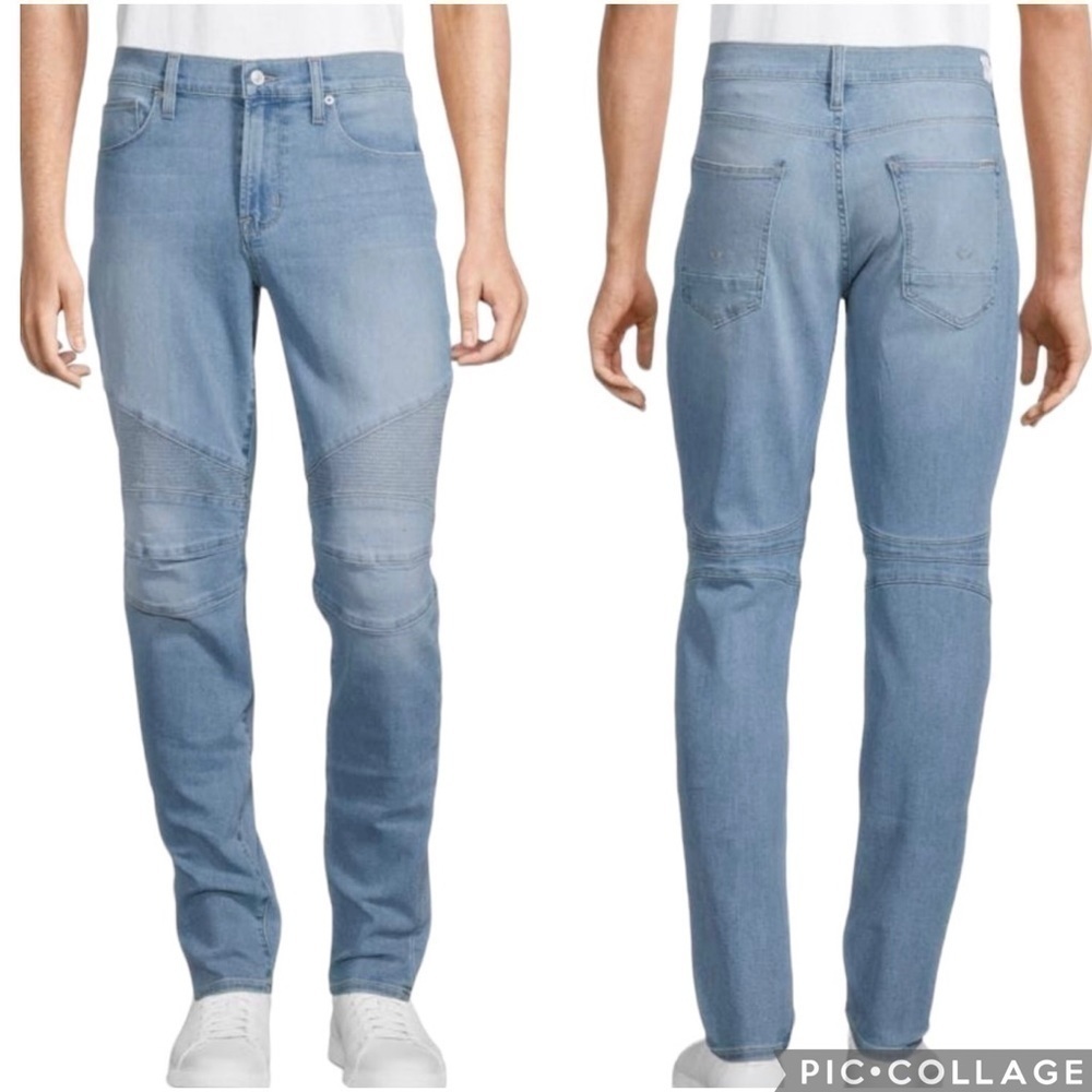 Hudson NWT Ethan Skinny Fit Light Wash Biker Moto Jeans Size 40x33